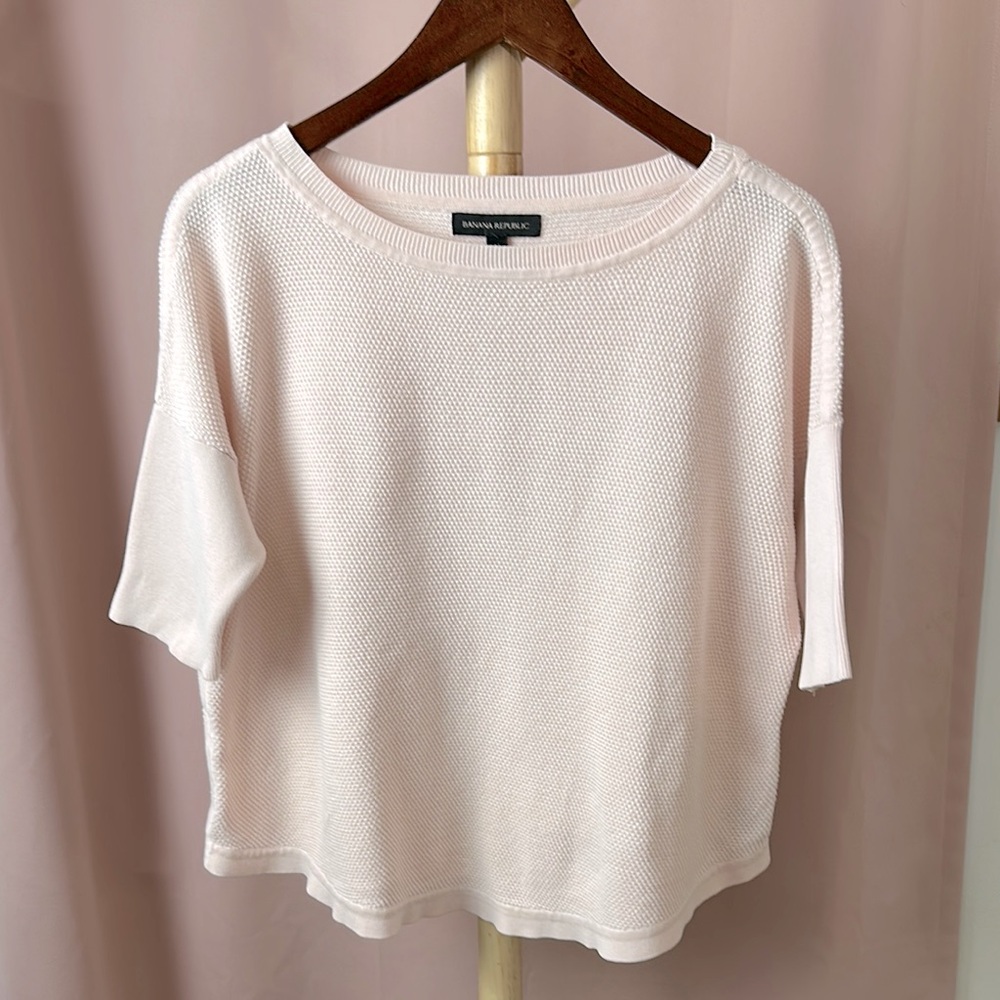 Banana‎ Republic Women's Pink drop shoulder oversized waffle knit Top M